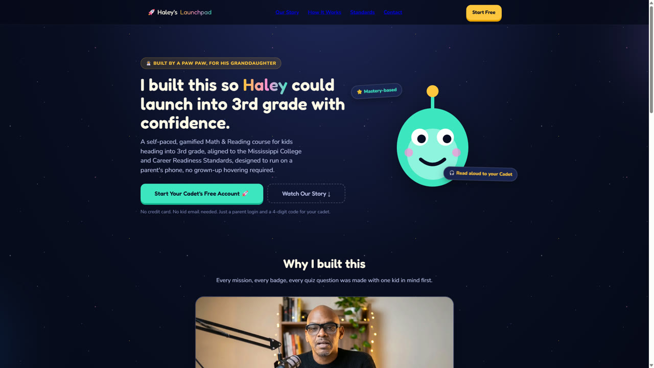 Haley's Launchpad educational web app